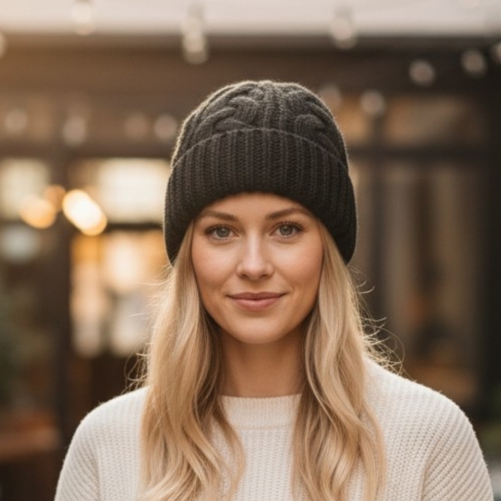 Old Navy Black Cable Knit Hat